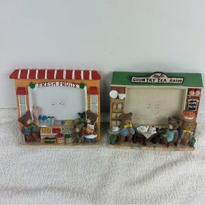 2 - 3D Picture Photo Frames with Ceramic or Resin Bears / Free Standing